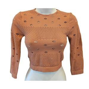 Intimately free laser cut out cropped neutral brown beach party festival S / XS